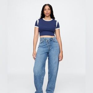 GAP Women's Blue High Rise Barrel  Jeans